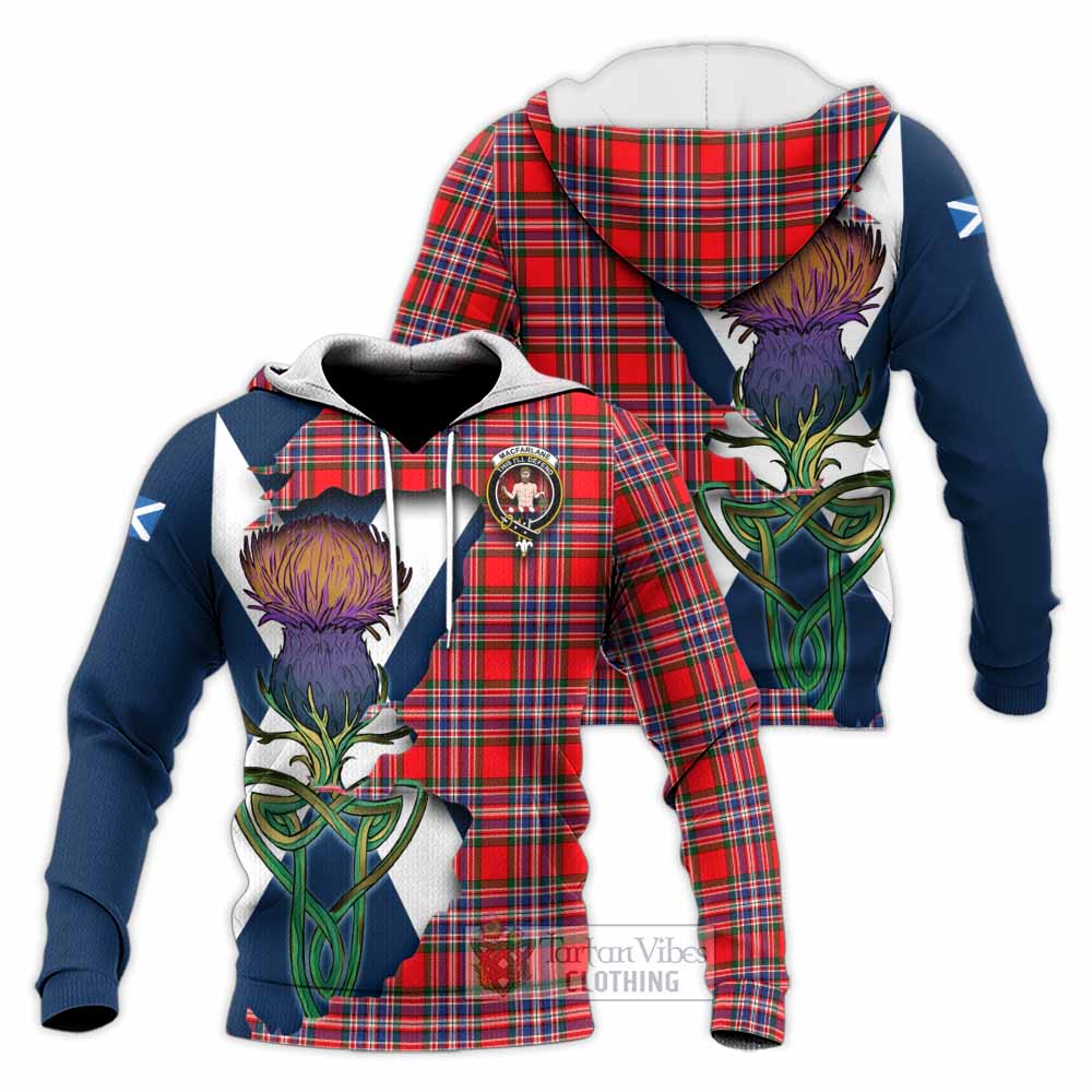 MacFarlane (McFarlane) Tartan Family Crest Knitted Hoodie Scottish Thistle Celtic Inspired - Tartan Vibes Clothing