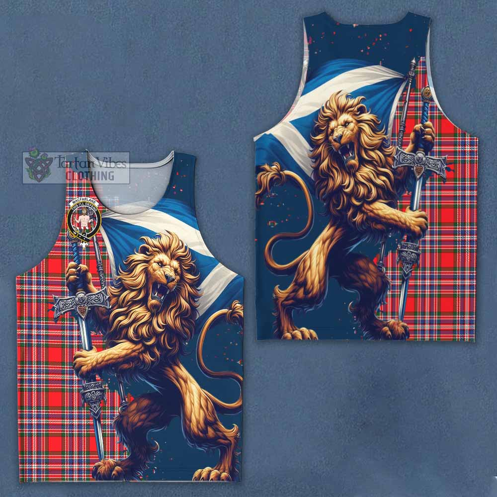 Tartan Vibes Clothing MacFarlane (McFarlane) Tartan Family Crest Men's Tank Top with Scottish Majestic Lion