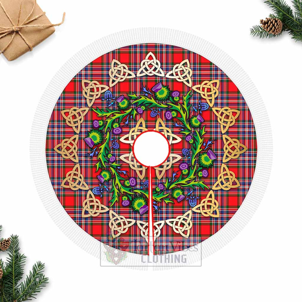 Tartan Vibes Clothing MacFarlane (McFarlane) Tartan Christmas Tree Skirt with Thistle Celtic Knot Style