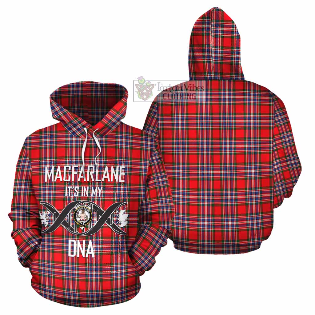 Tartan Vibes Clothing MacFarlane (McFarlane) Tartan Cotton Hoodie with Family Crest DNA In Me Style