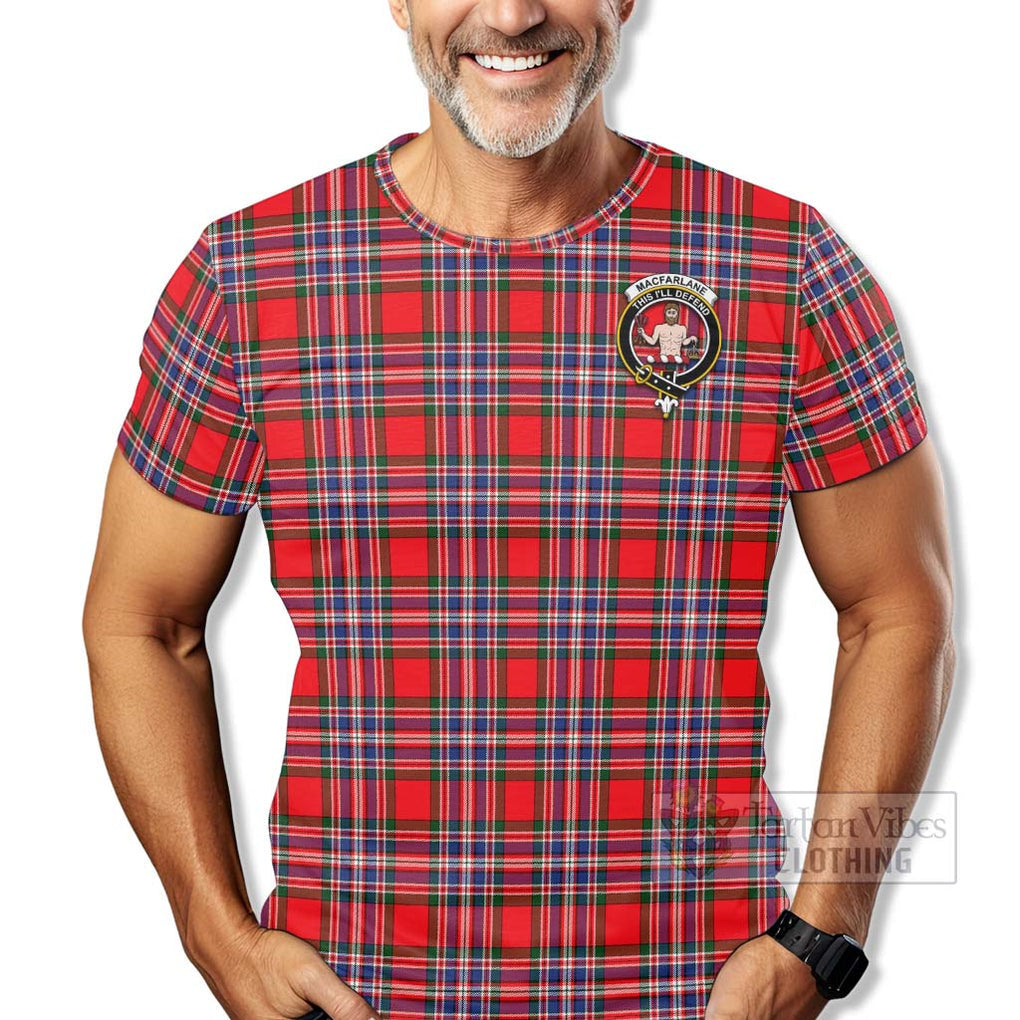 Tartan Vibes Clothing MacFarlane (McFarlane) Tartan T-Shirt with Family Crest Celtic Skull Style