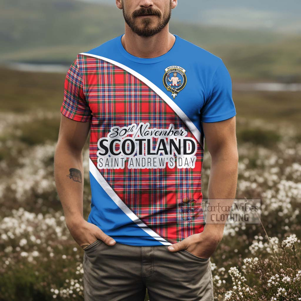 Tartan Vibes Clothing MacFarlane (McFarlane) Family Crest Tartan T-Shirt Celebrate Saint Andrew's Day in Style