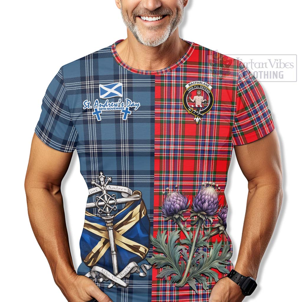 Tartan Vibes Clothing MacFarlane (McFarlane) Tartan T-Shirt Happy St. Andrew's Day Half Tartan Style