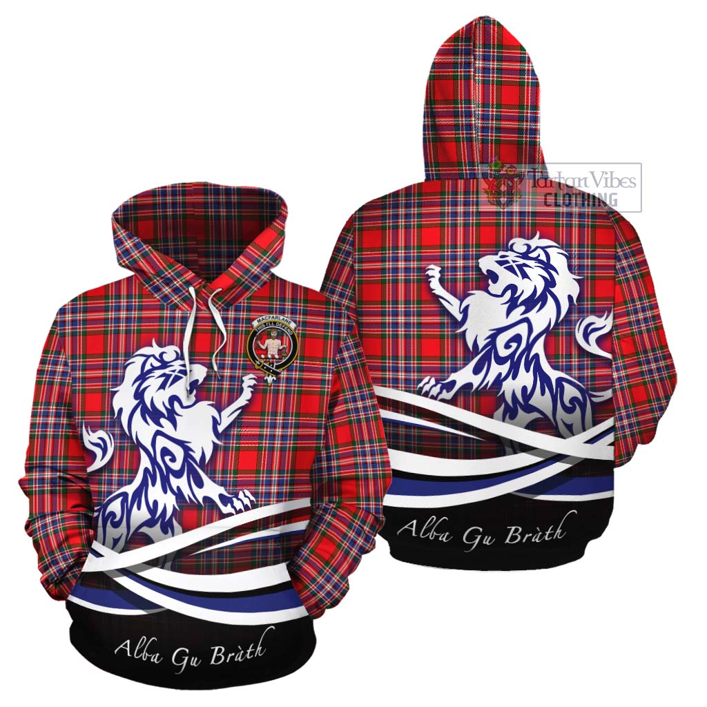 Tartan Vibes Clothing MacFarlane (McFarlane) Tartan Cotton Hoodie with Alba Gu Brath Regal Lion Emblem