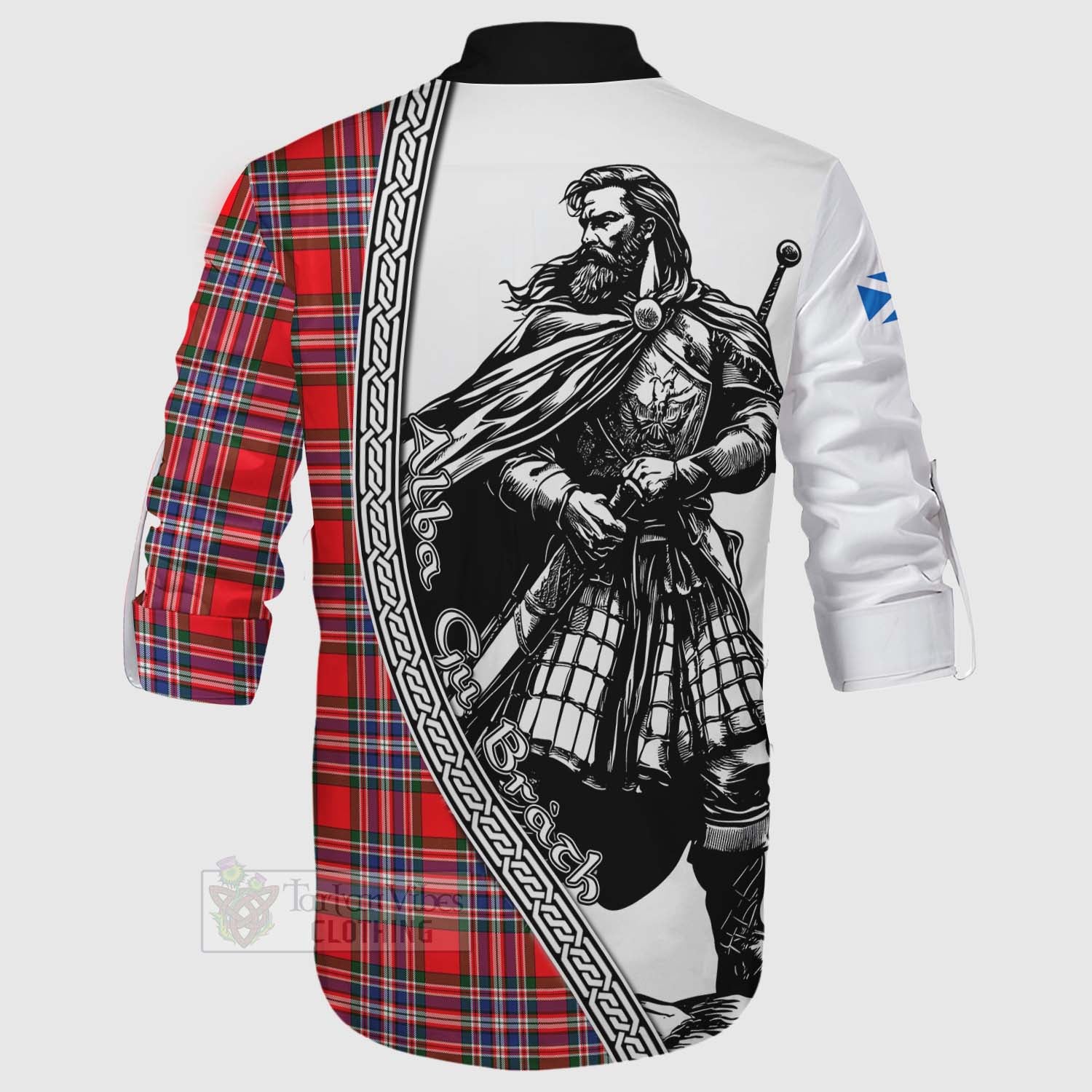 Tartan Vibes Clothing MacFarlane (McFarlane) Tartan Clan Crest Ghillie Kilt Shirt with Highlander Warrior Celtic Style