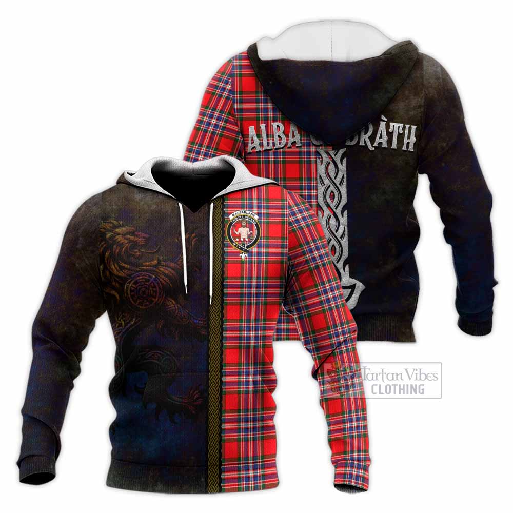 MacFarlane (McFarlane) Tartan Family Crest Knitted Hoodie Alba Gu Brath Be Brave Lion Ancient Style - Tartan Vibes Clothing