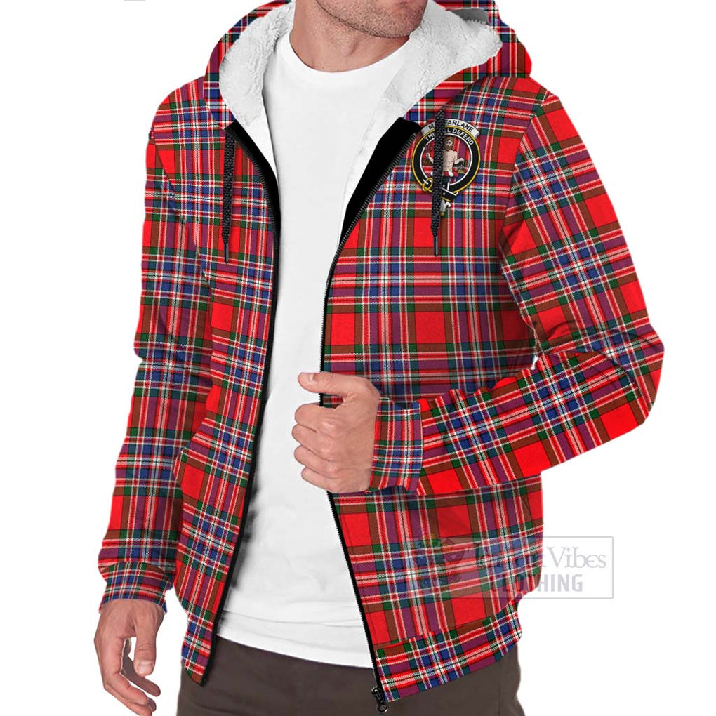 Tartan Vibes Clothing MacFarlane (McFarlane) Tartan Sherpa Hoodie with Family Crest Celtic Skull Style