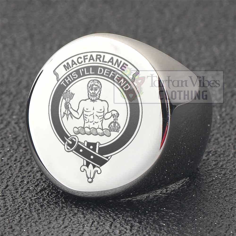 Tartan Vibes Clothing MacFarlane (McFarlane) Clan Crest Engraved Ring