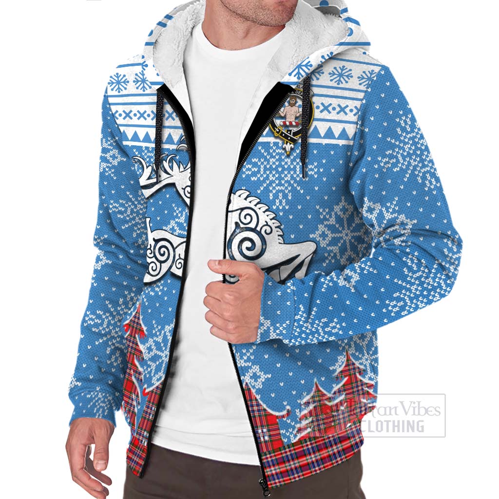 Tartan Vibes Clothing MacFarlane (McFarlane) Clan Christmas Sherpa Hoodie Celtic Reindeer Style