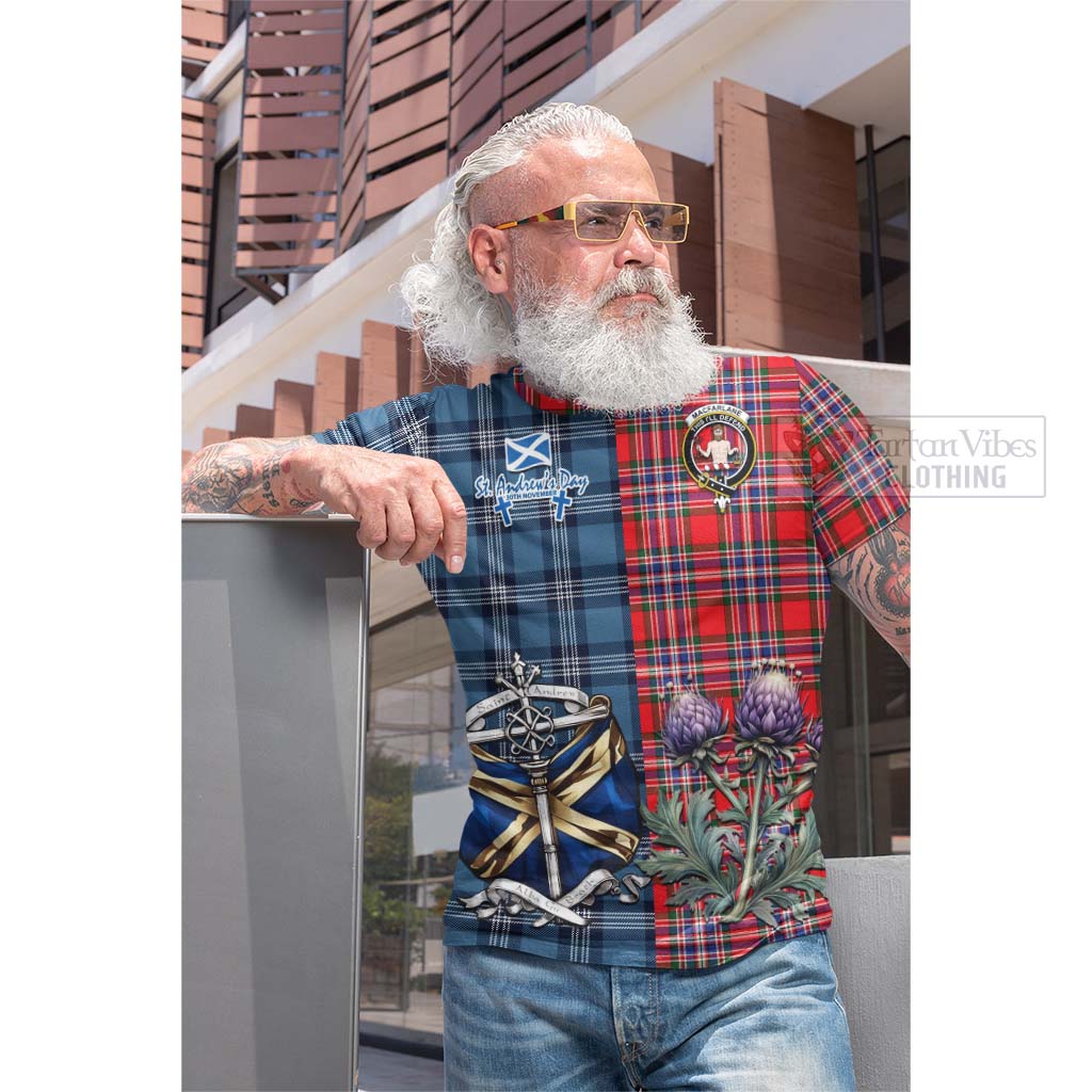 Tartan Vibes Clothing MacFarlane (McFarlane) Tartan Cotton T-shirt Happy St. Andrew's Day Half Tartan Style