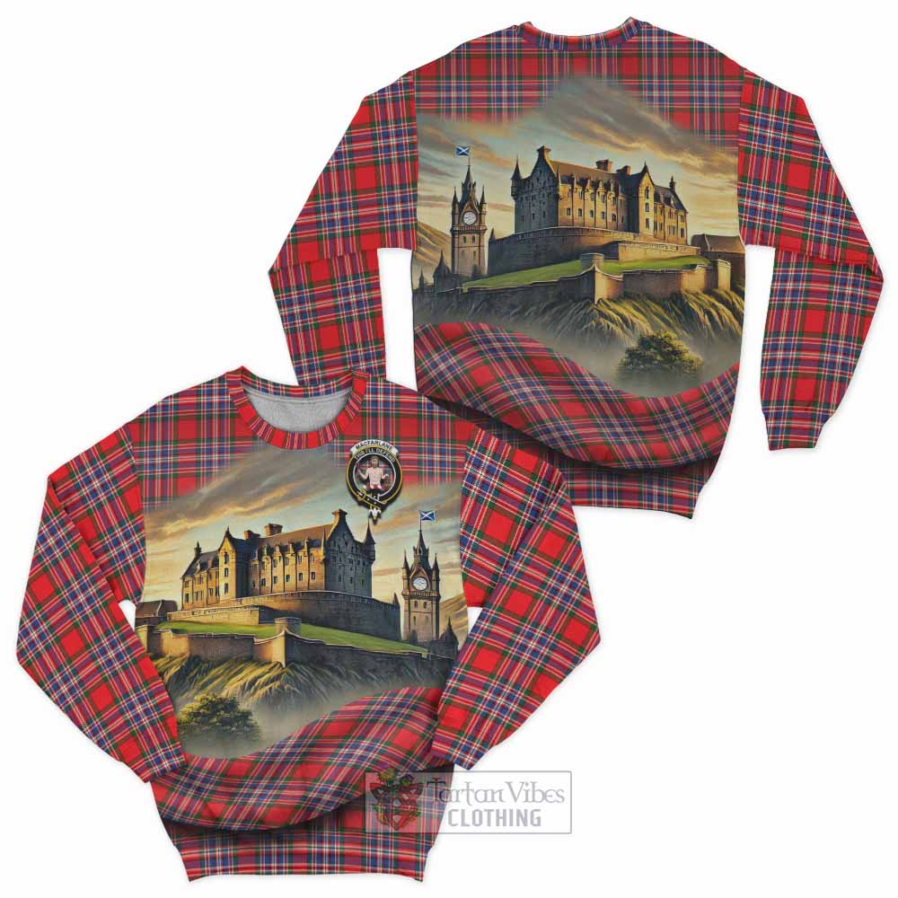 MacFarlane (McFarlane) Tartan Family Crest Sweatshirt with Scottish Ancient Castle Style - Tartan Vibes Clothing