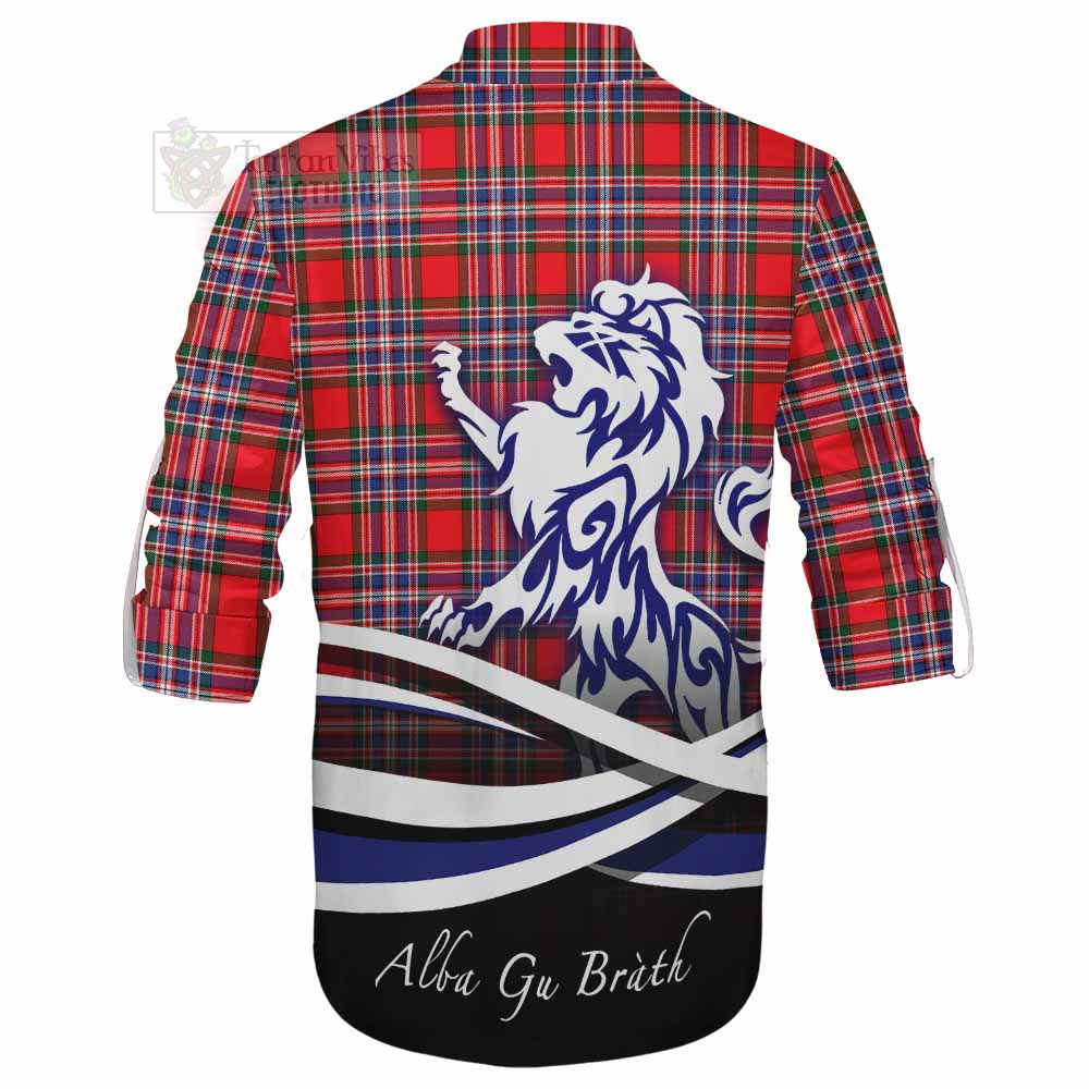 Tartan Vibes Clothing MacFarlane (McFarlane) Tartan Ghillie Kilt Shirt with Alba Gu Brath Regal Lion Emblem