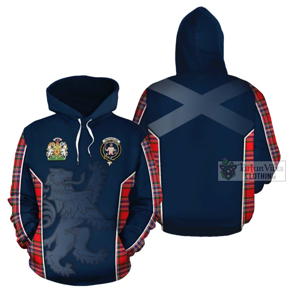 Tartan Vibes Clothing MacFarlane (McFarlane) Tartan Cotton Hoodie with Family Crest and Lion Rampant Vibes Sport Style