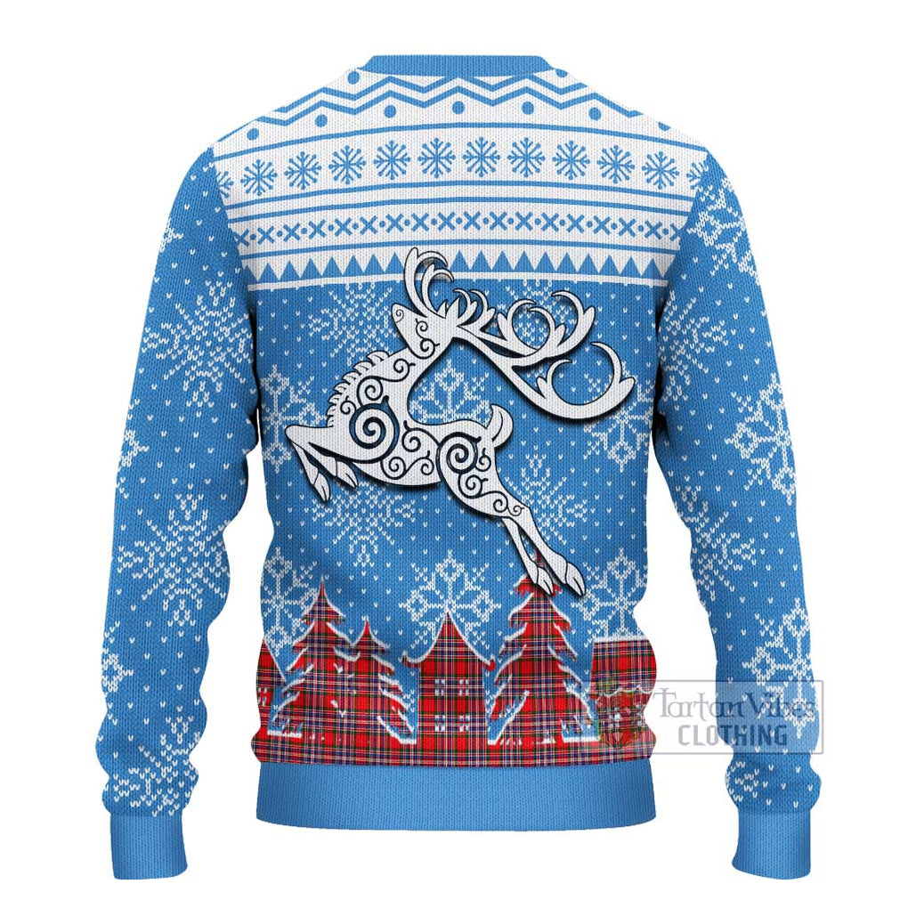 Tartan Vibes Clothing MacFarlane (McFarlane) Clan Christmas Ugly Sweater with Tartan and Celtic Raindeer Style