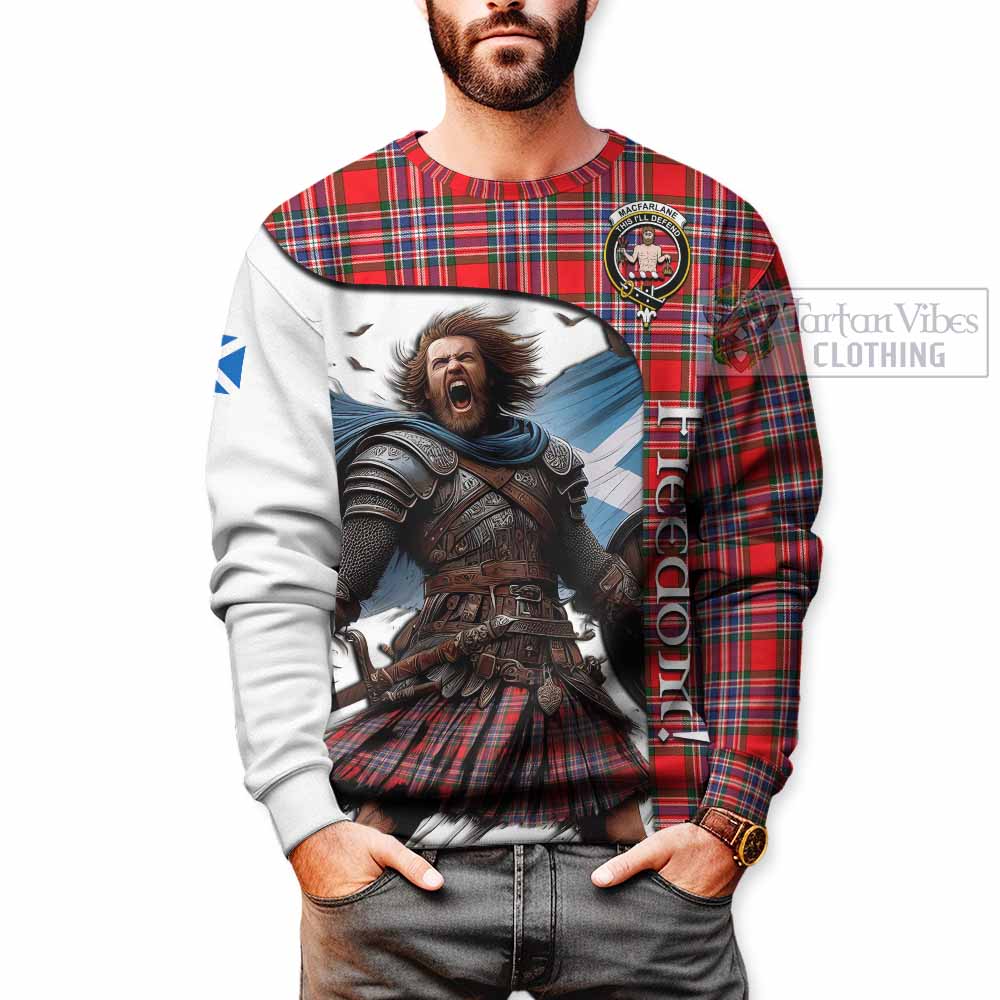 Tartan Vibes Clothing MacFarlane (McFarlane) Crest Tartan Sweatshirt Inspired by the Freedom of Scottish Warrior