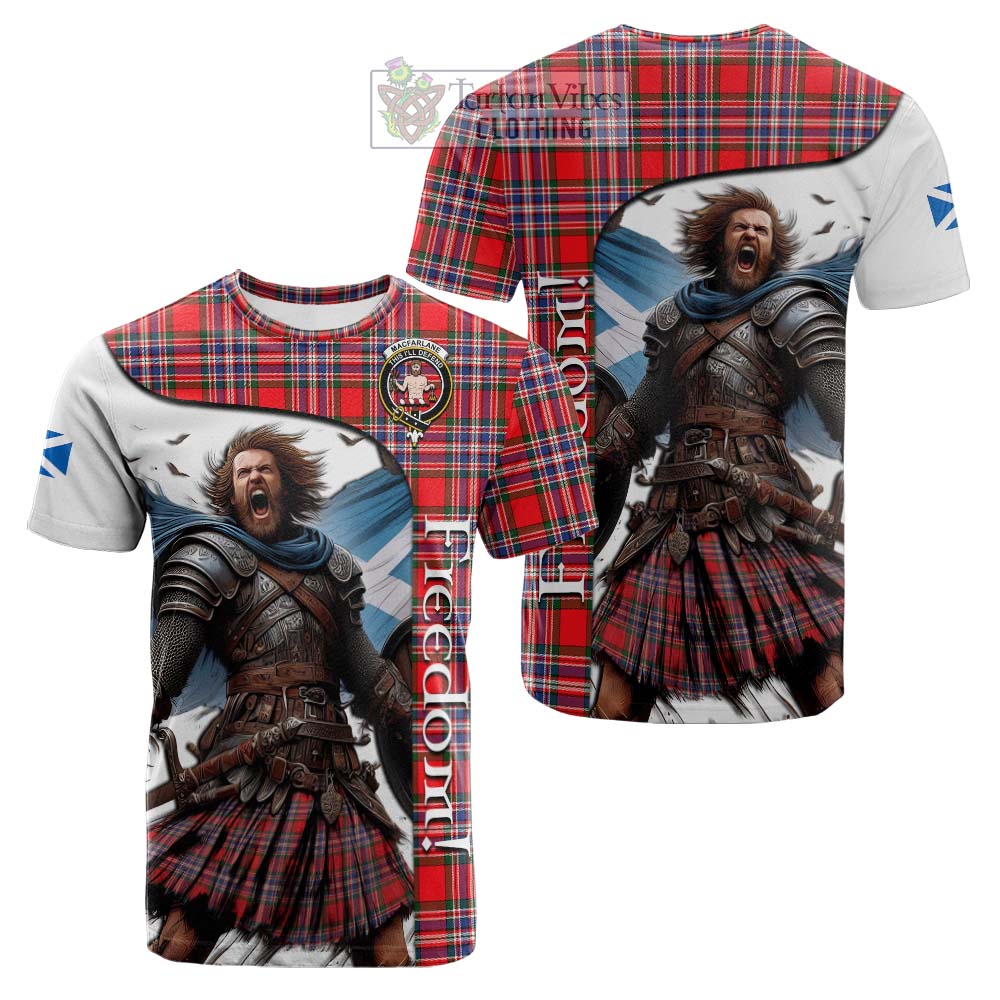 Tartan Vibes Clothing MacFarlane (McFarlane) Crest Tartan Cotton T-shirt Inspired by the Freedom of Scottish Warrior