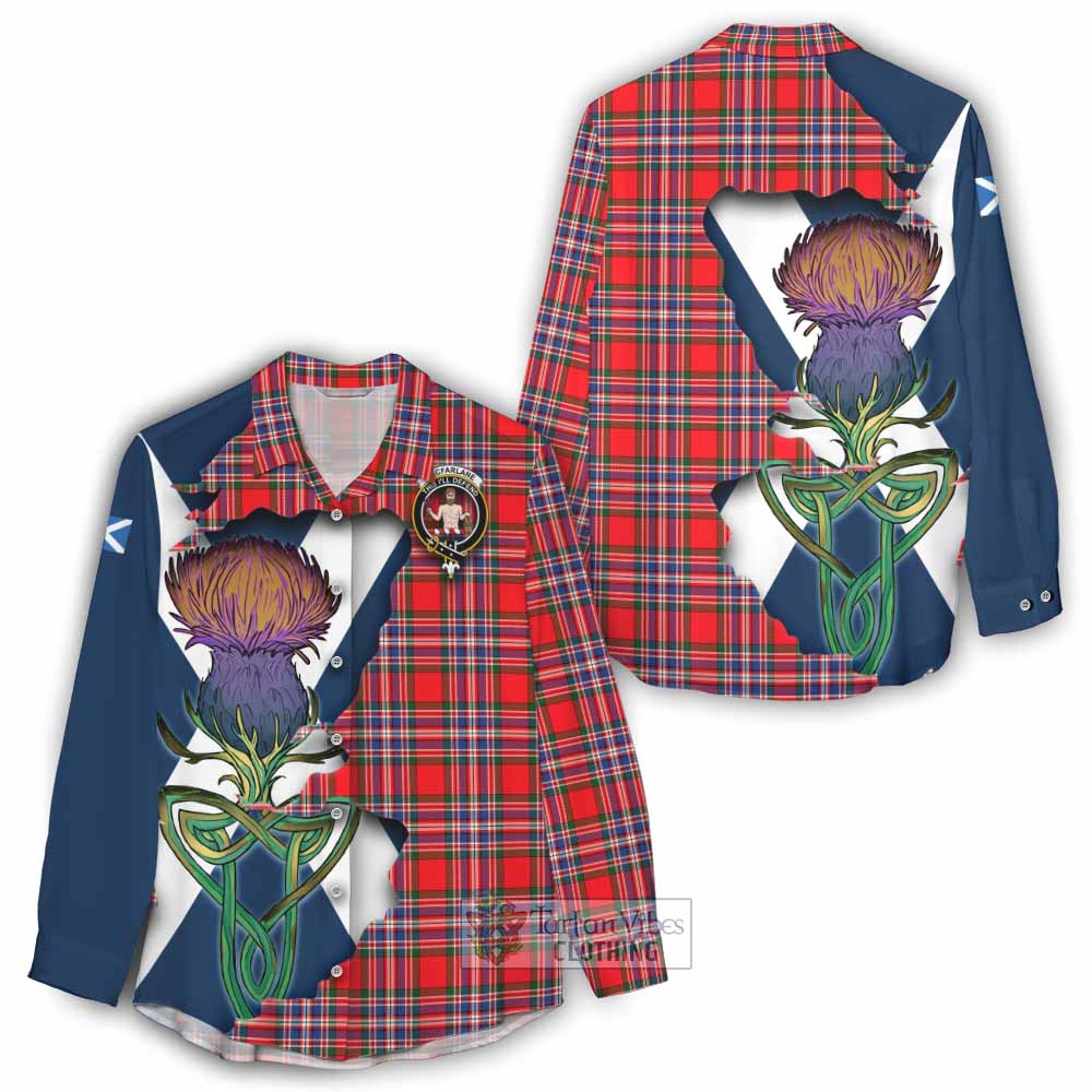 MacFarlane (McFarlane) Tartan Family Crest Women's Casual Shirt Scottish Thistle Celtic Inspired - Tartan Vibes Clothing