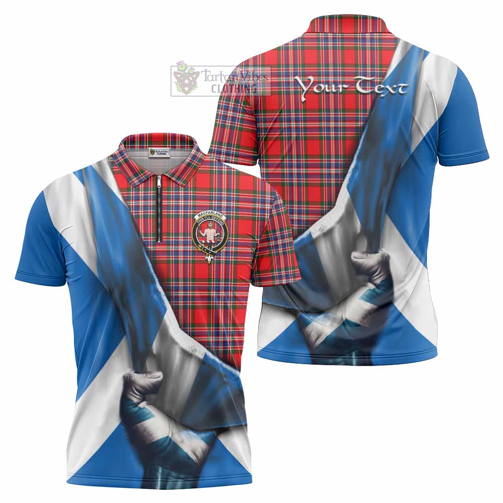 Tartan Vibes Clothing MacFarlane (McFarlane) Tartan Zipper Polo Shirt with Family Crest Scotland Patriotic Style