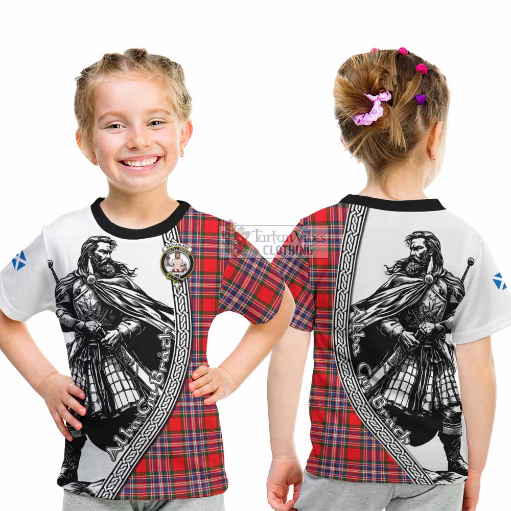 MacFarlane (McFarlane) Tartan Clan Crest Kid T-Shirt with Highlander Warrior Celtic Style