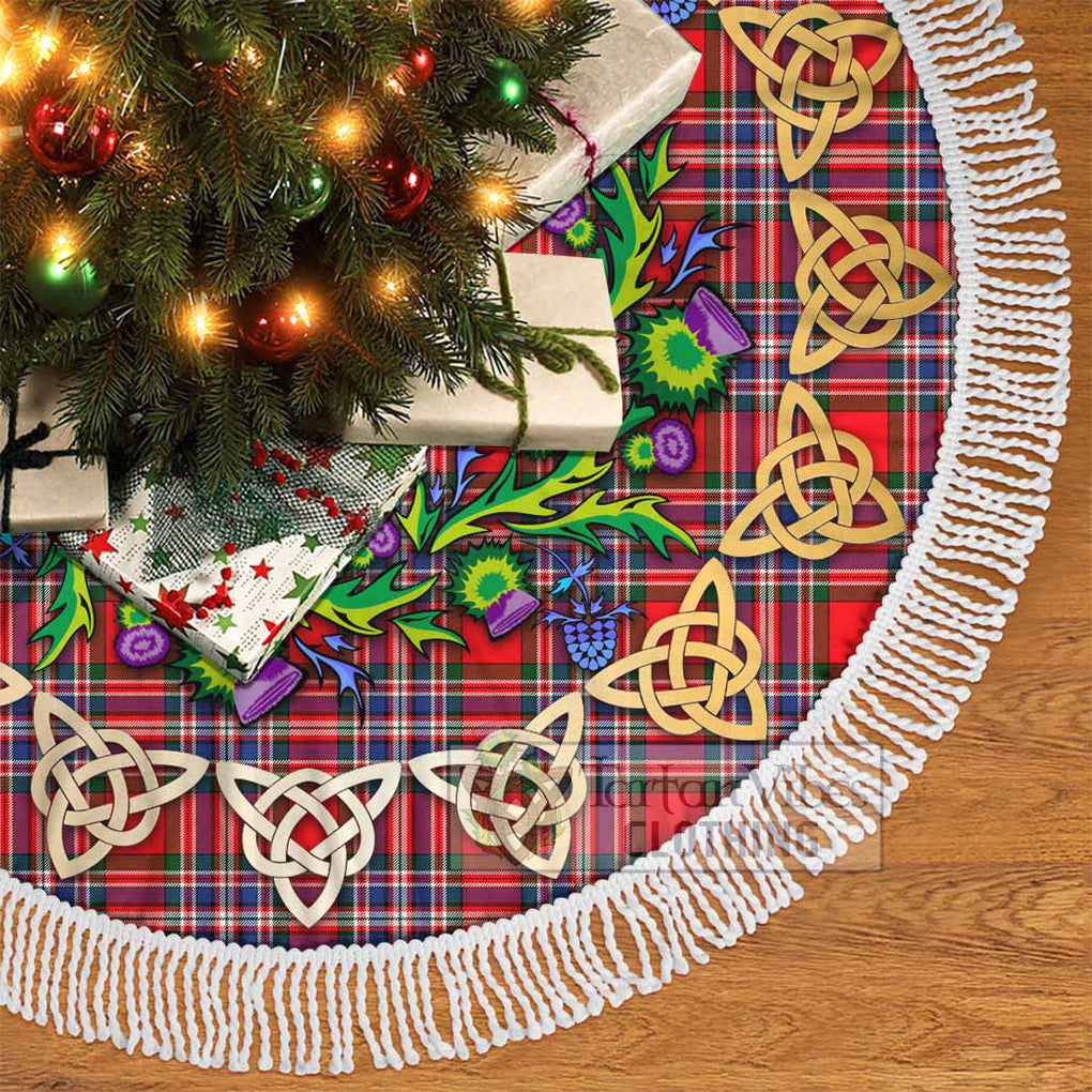 Tartan Vibes Clothing MacFarlane (McFarlane) Tartan Christmas Tree Skirt with Thistle Celtic Knot Style