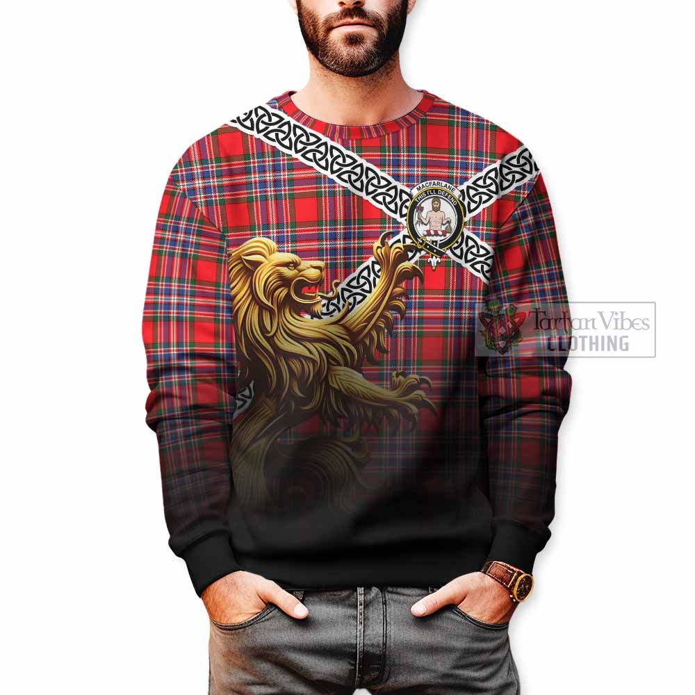 MacFarlane (McFarlane) Crest Tartan Sweatshirt with Golden Lion Emblem Celtic Style - Tartan Vibes Clothing