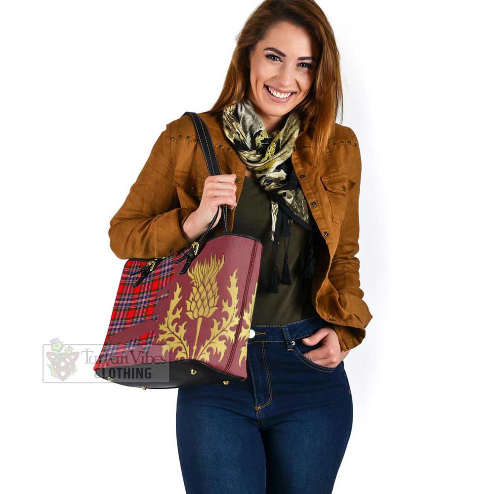 MacFarlane (McFarlane) Tartan Leather Tote Bag Gold Thistle Style - Tartan Vibes Clothing