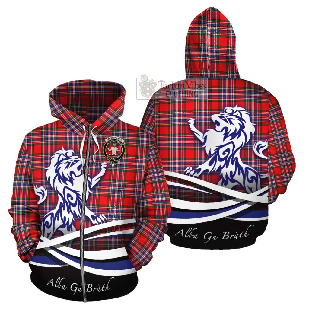 Tartan Vibes Clothing MacFarlane (McFarlane) Tartan Cotton Hoodie with Alba Gu Brath Regal Lion Emblem