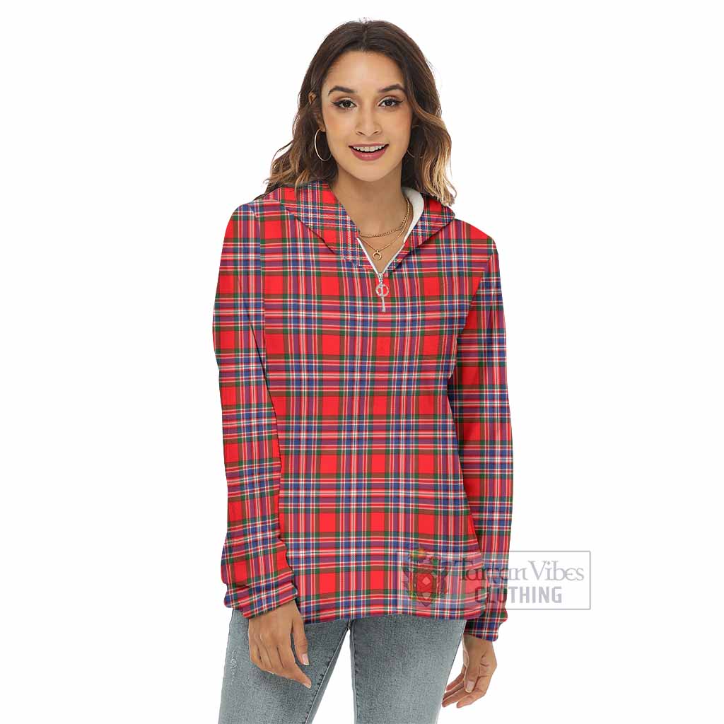 Tartan Vibes Clothing MacFarlane (McFarlane) Tartan Women's Borg  Half Zip Fleece Hoodie