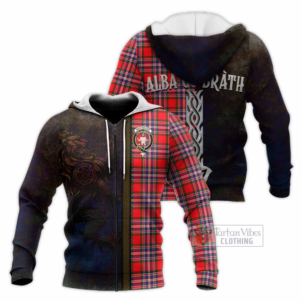 MacFarlane (McFarlane) Tartan Family Crest Knitted Hoodie Alba Gu Brath Be Brave Lion Ancient Style Unisex Knitted Zip Hoodie - Tartan Vibes Clothing