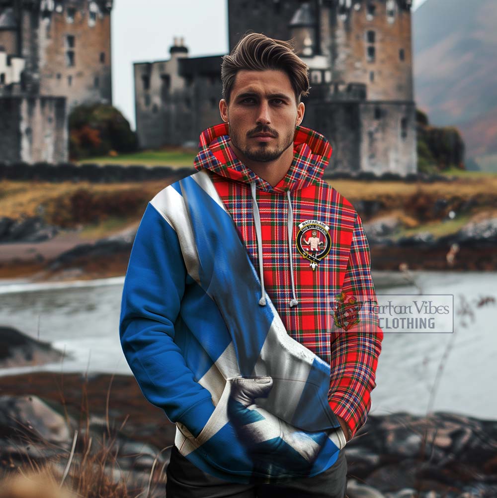 Tartan Vibes Clothing MacFarlane (McFarlane) Tartan Cotton Hoodie with Family Crest Scotland Patriotic Style