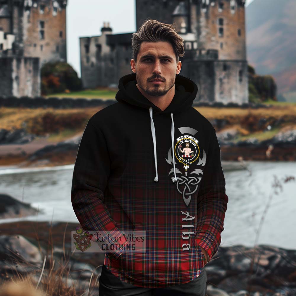 Tartan Vibes Clothing MacFarlane (McFarlane) Tartan Cotton Hoodie Featuring Alba Gu Brath Family Crest Celtic Inspired