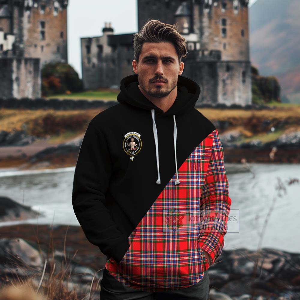 Tartan Vibes Clothing MacFarlane (McFarlane) Tartan Cotton Hoodie with Family Crest and Military Logo Style