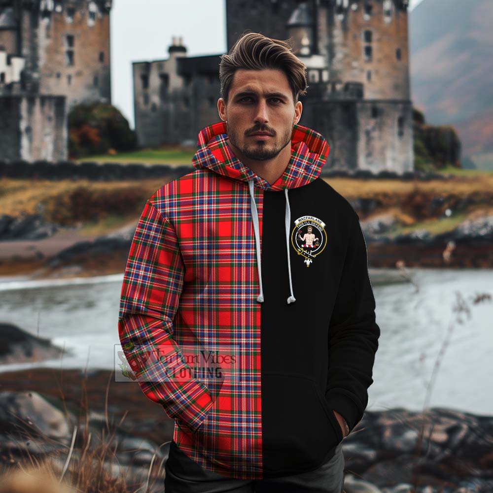 Tartan Vibes Clothing MacFarlane (McFarlane) Tartan Cotton Hoodie with Family Crest and Half Of Me Style