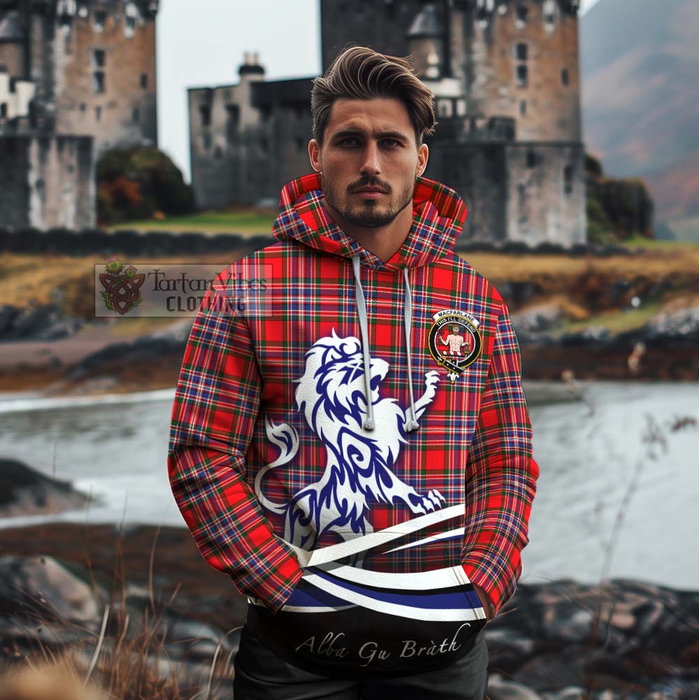 Tartan Vibes Clothing MacFarlane (McFarlane) Tartan Cotton Hoodie with Alba Gu Brath Regal Lion Emblem