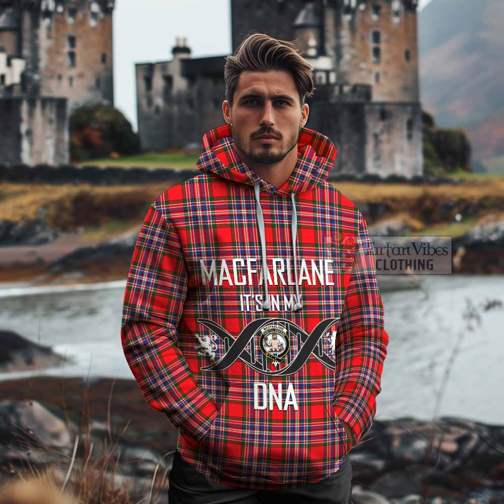 Tartan Vibes Clothing MacFarlane (McFarlane) Tartan Cotton Hoodie with Family Crest DNA In Me Style