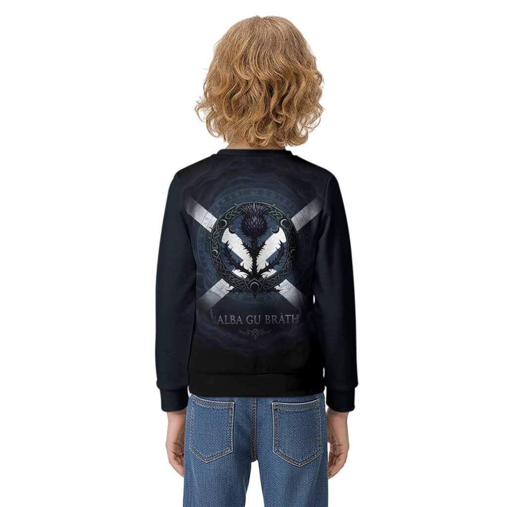 MacFarlane (McFarlane) Clan Crest Kid Knitted Sweatshirt with Celtic Knot Thistle and Saltire - Tartan Vibes Clothing