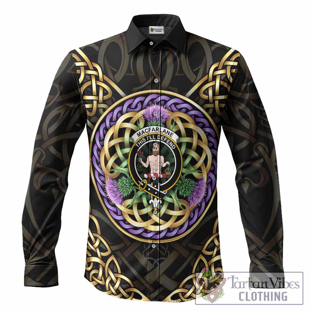 MacFarlane (McFarlane) Clan Crest Long Sleeve Button Shirts Celtic Scottish Thistle Men's Shirt S - Tartan Vibes Clothing