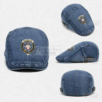 MacFarlane (McFarlane) Scottish Clan Crest Washed Flat Cap - Unisex Jeff Cap One Size (Adjustable) Medium Blue - Tartan Vibes Clothing