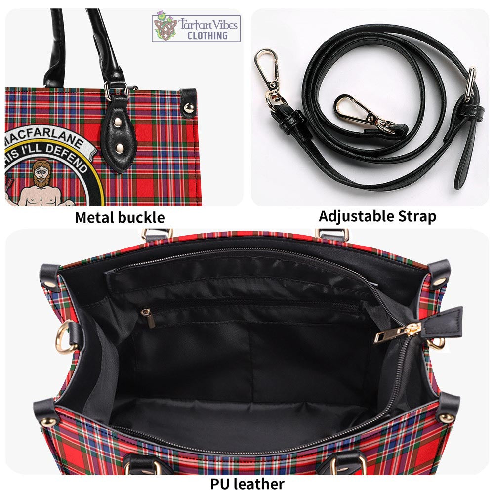 Tartan Vibes Clothing MacFarlane Modern Tartan Luxury Leather Handbags with Family Crest
