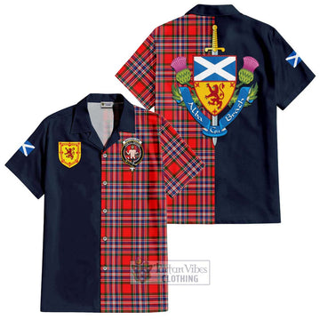 MacFarlane (McFarlane) Tartan Short Sleeve Button Shirt Alba with Scottish Lion Royal Arm Half Style