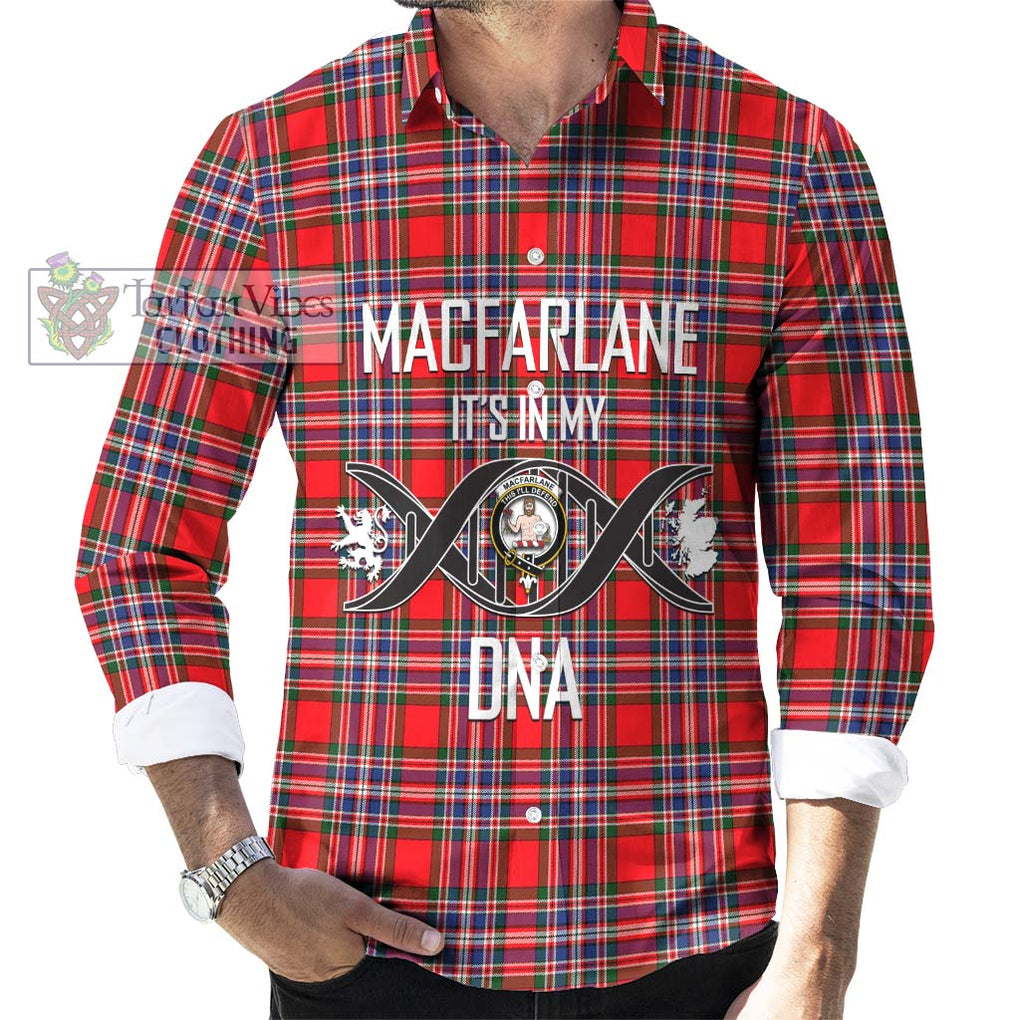 MacFarlane (McFarlane) Tartan Long Sleeve Button Shirt with Family Crest DNA In Me Style Men's Shirt S - Tartanvibesclothing Shop