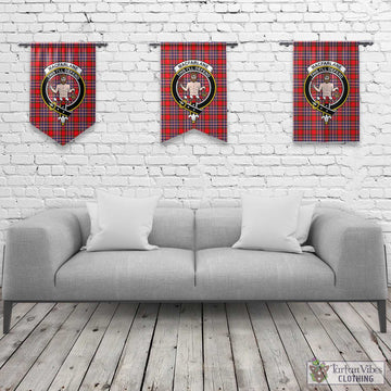 MacFarlane Modern Tartan Gonfalon, Tartan Banner with Family Crest