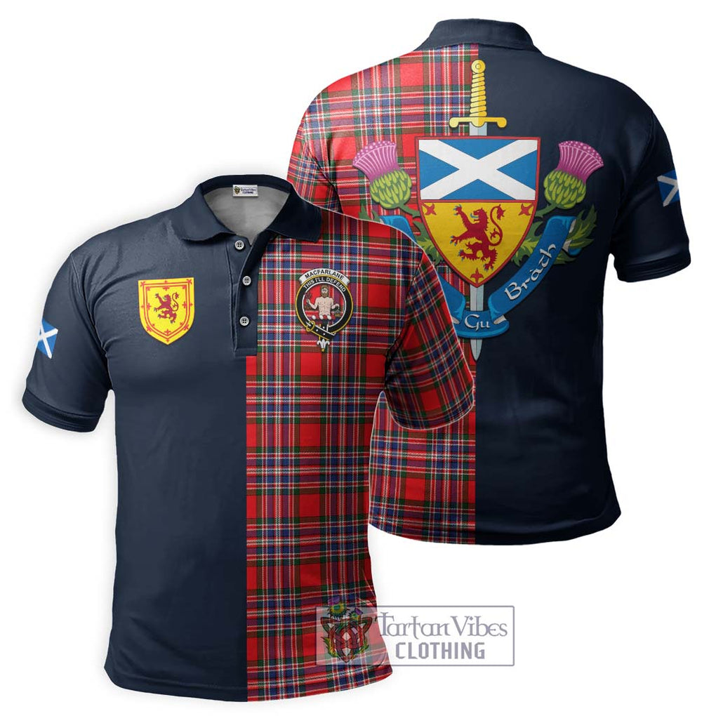 Tartan Vibes Clothing MacFarlane Modern Tartan Polo Shirt with Scottish Lion Royal Arm Half Style