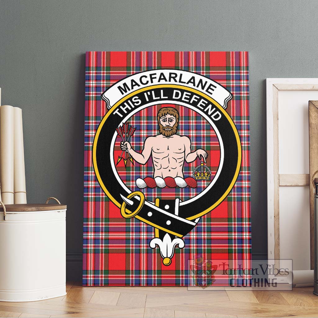 Tartan Vibes Clothing MacFarlane Modern Tartan Canvas Print Wall Art with Family Crest