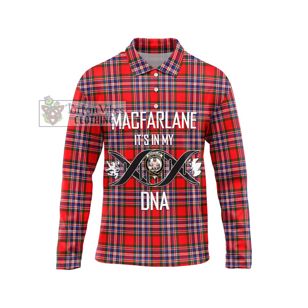 MacFarlane (McFarlane) Tartan Long Sleeve Polo Shirt with Family Crest DNA In Me Style Unisex - Tartanvibesclothing Shop