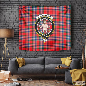 MacFarlane Modern Tartan Tapestry Wall Hanging and Home Decor for Room with Family Crest