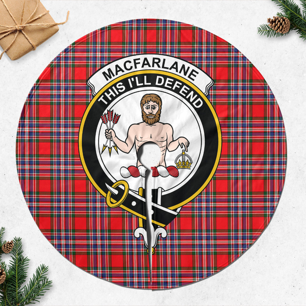 MacFarlane Modern Tartan Christmas Tree Skirt with Family Crest - Tartanvibesclothing