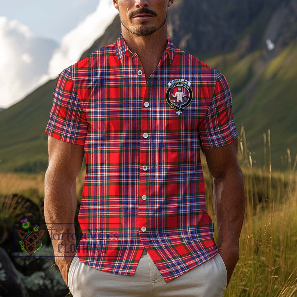 MacFarlane (McFarlane) Tartan Cotton Hawaiian Shirt with Family Crest Adult - Tartan Vibes Clothing