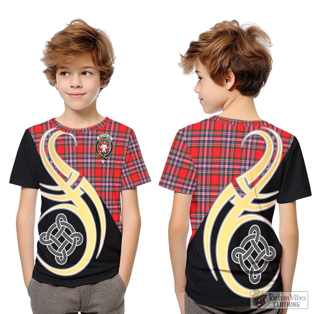 MacFarlane (McFarlane) Tartan Kid T-Shirt with Family Crest and Celtic Symbol Style Youth XL Size14 - Tartan Vibes Clothing