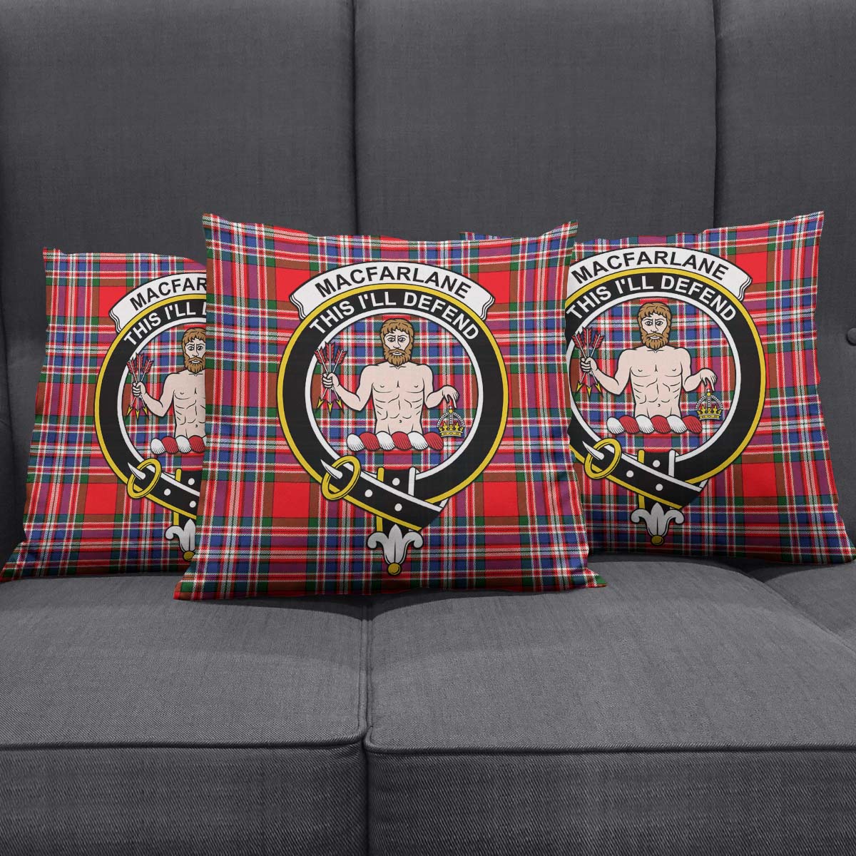 MacFarlane Modern Tartan Pillow Cover with Family Crest Square Pillow Cover - Tartanvibesclothing